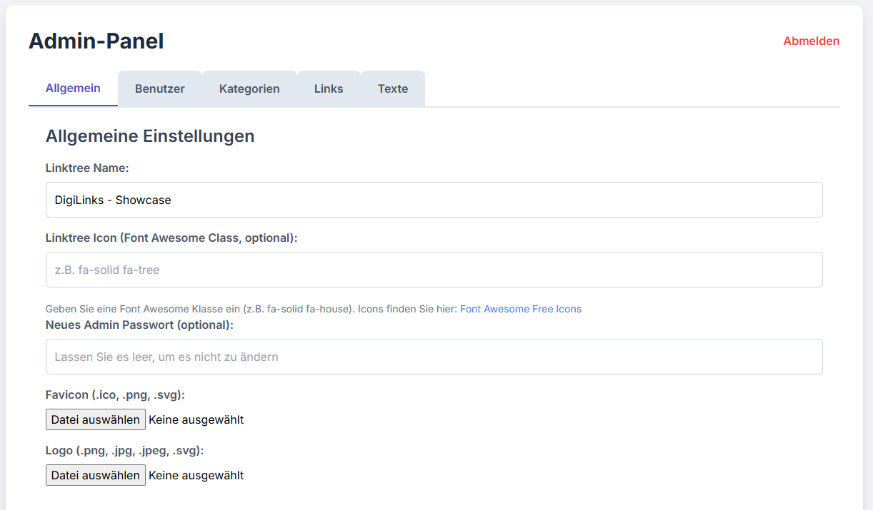 DigiLinks Admin Screenshot 1
